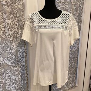 Dex White Crochet Accent Blouse